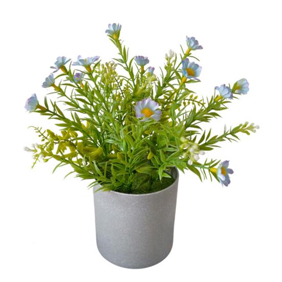 Potted Artificial Flower Spring Fake Wildflowers in Vase Small Realistic Faux Flower Decor