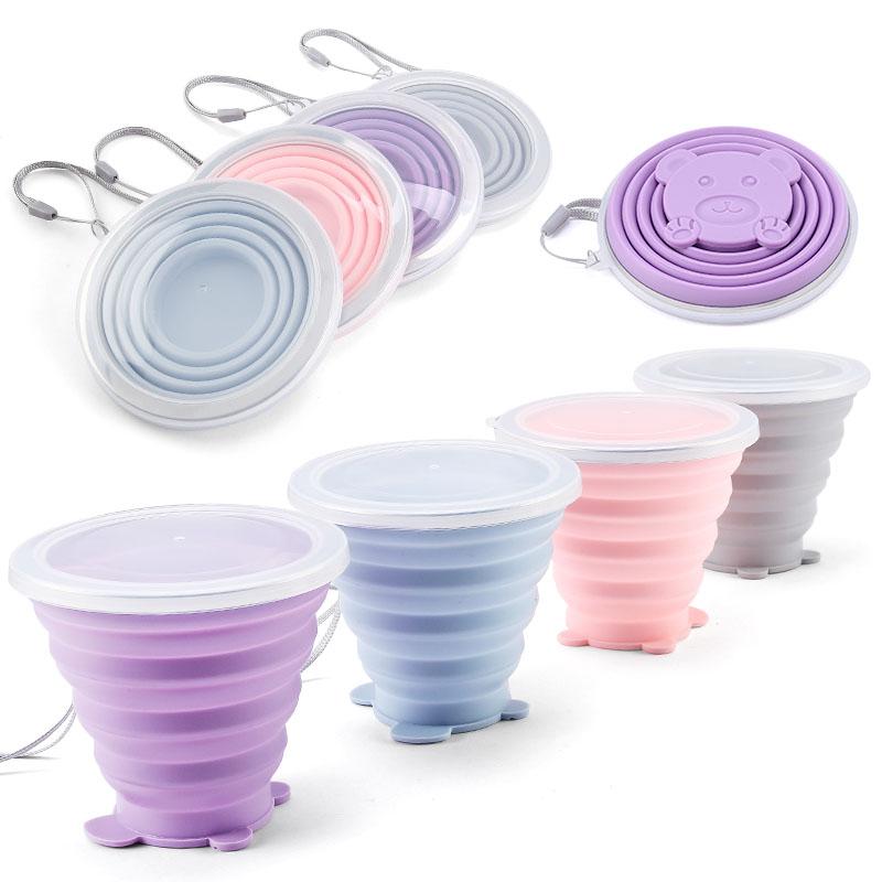 Folding Cup 180ml Food Grade Silicone Water Cup Portable Silicone Retractable Environmental Friendly Drinkware