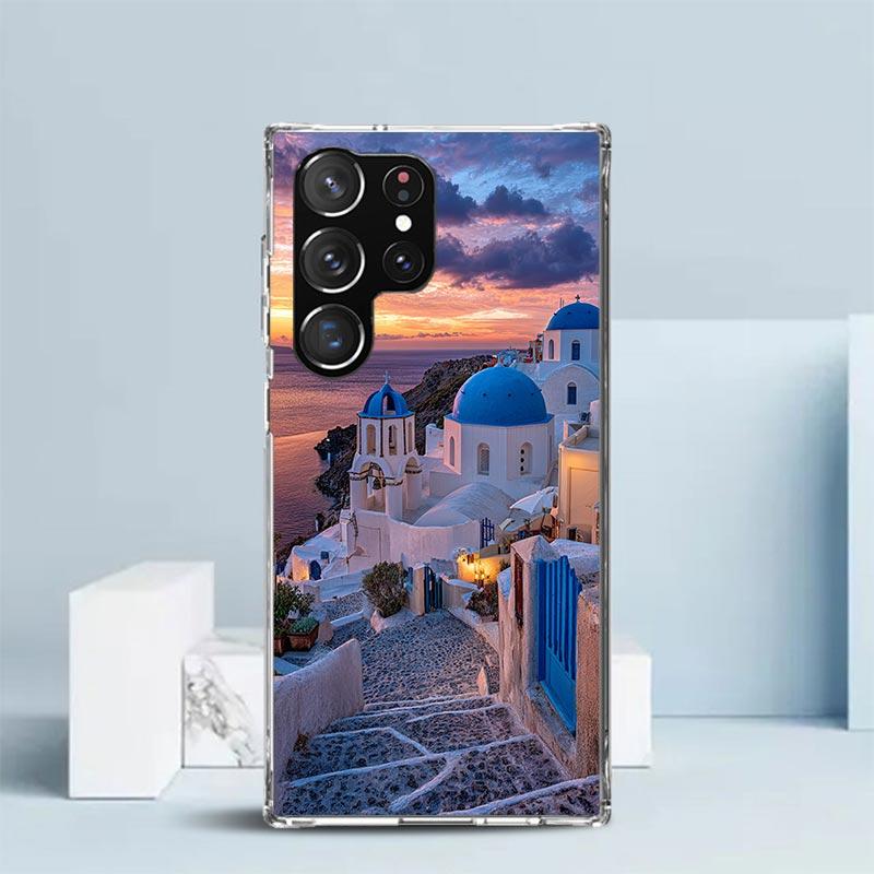 Greece In Summer Santorini Soft Cover for Samsung Galaxy S25 Edge S26 S24 S23 Ultra Phone Case S22 S21 Plus S20 FE Print Pattern