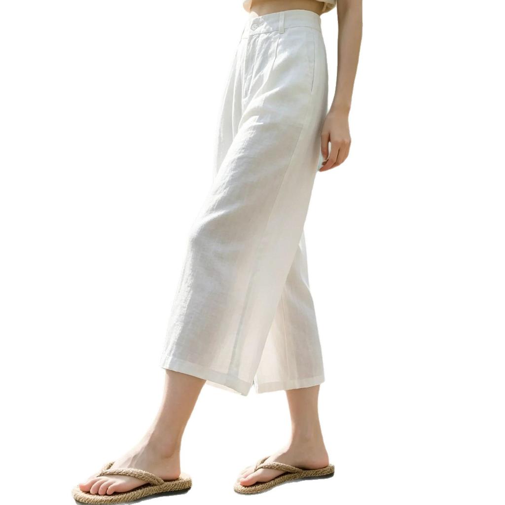 Loose and versatile cool linen wide-leg pants for women, summer 1116, thin high-waisted slimming drapey breathable straight-leg pants