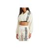 Adidas Originals Striped Stand Collar Loose Fit Zip Long Sleeve Jacket Women Jackets Off-White JD0096