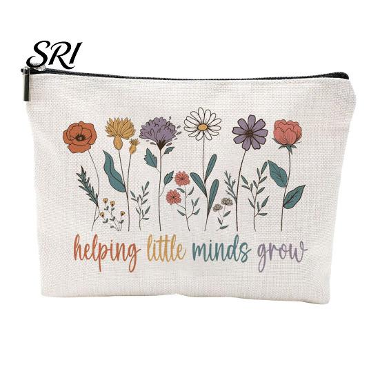 Travel Essentials Bag Cosmetic Teacher Theme Compact Toiletry Portable Zipper Close Storage for And Dressing Table Handbag Organizer