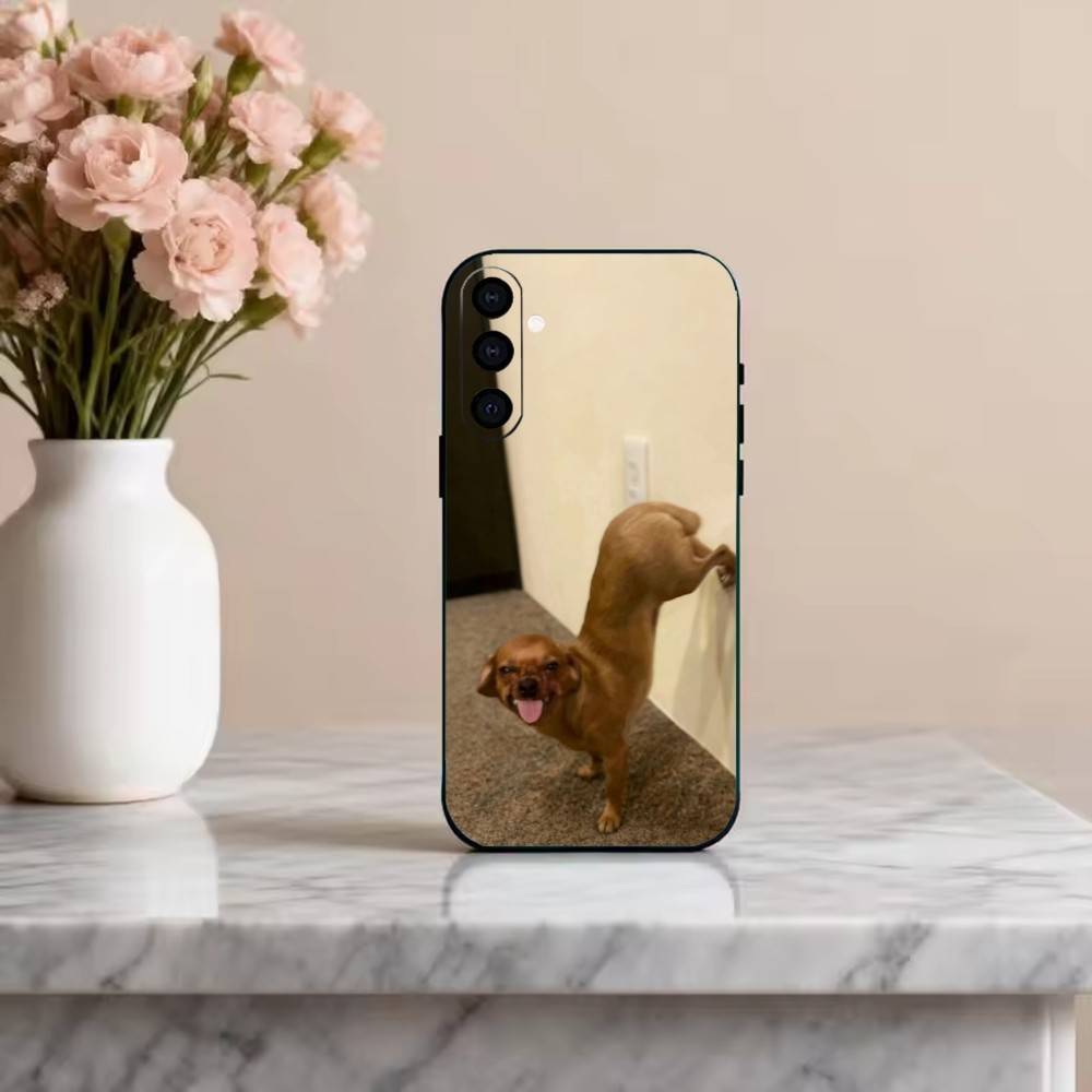 

F-Funny D-Dog C-Cute D-Dog Phone Case Black Silicone Soft For Samsung Galaxy A73,A72,A71,A70,A53,A52,A51 Samsung a73 5g