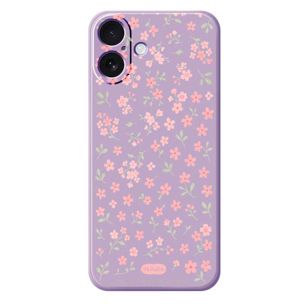 For iPhone 17 Case Pink Small Flowers Pattern Printing Straight Edge TPU Phone Back Cover