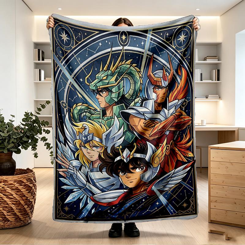 Saint Seiya Print Blanket - Soft & Comfortable, for Bedroom, Travel, Sofa, Home Decoration - Birthday Christmas Gift for Friend