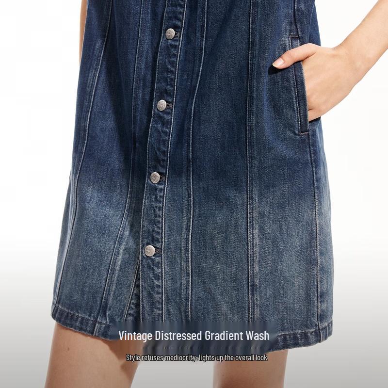 ONLY Women's Vintage Gradient Washed Sleeveless Denim Mini Dress
