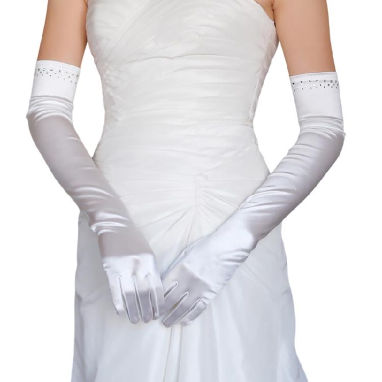 Elegant Gloves Crystal Full Finger for Proms Concert Evening Banquet Accessory Long Gloves for Bride and Bridesmaids