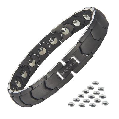 Armband aus reinem Germanium für Herren, Gesundheitsarmband zur Beseitigung statischer Elektrizität, größenverstellbar, schwarzes Armband [18 Körner, 99,999 % Reinheit]