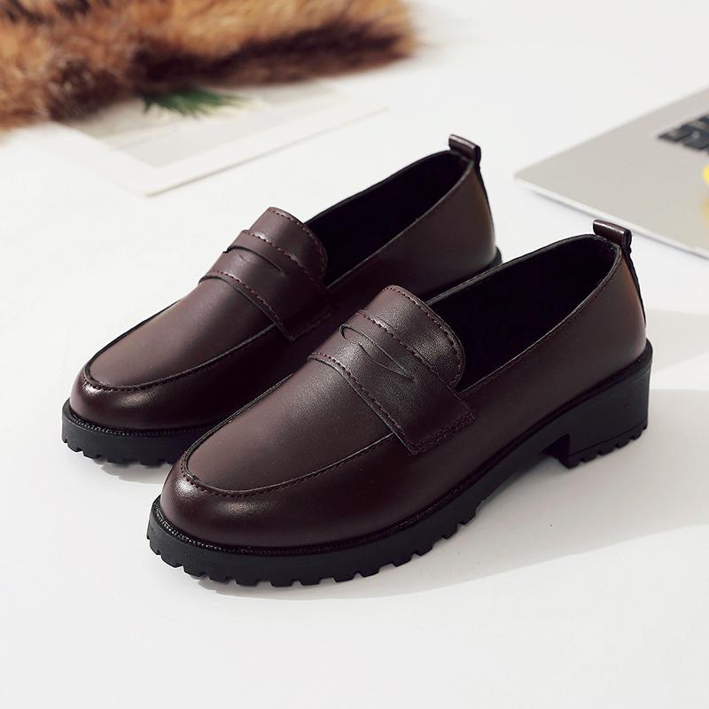 

2024 женская новая весенне-осенняя обувь из кожи небольшого размера, повседневная студенческая обувь в корейском стиле с круглым носком, женская обувь в стиле ретро 40 темно-коричневого