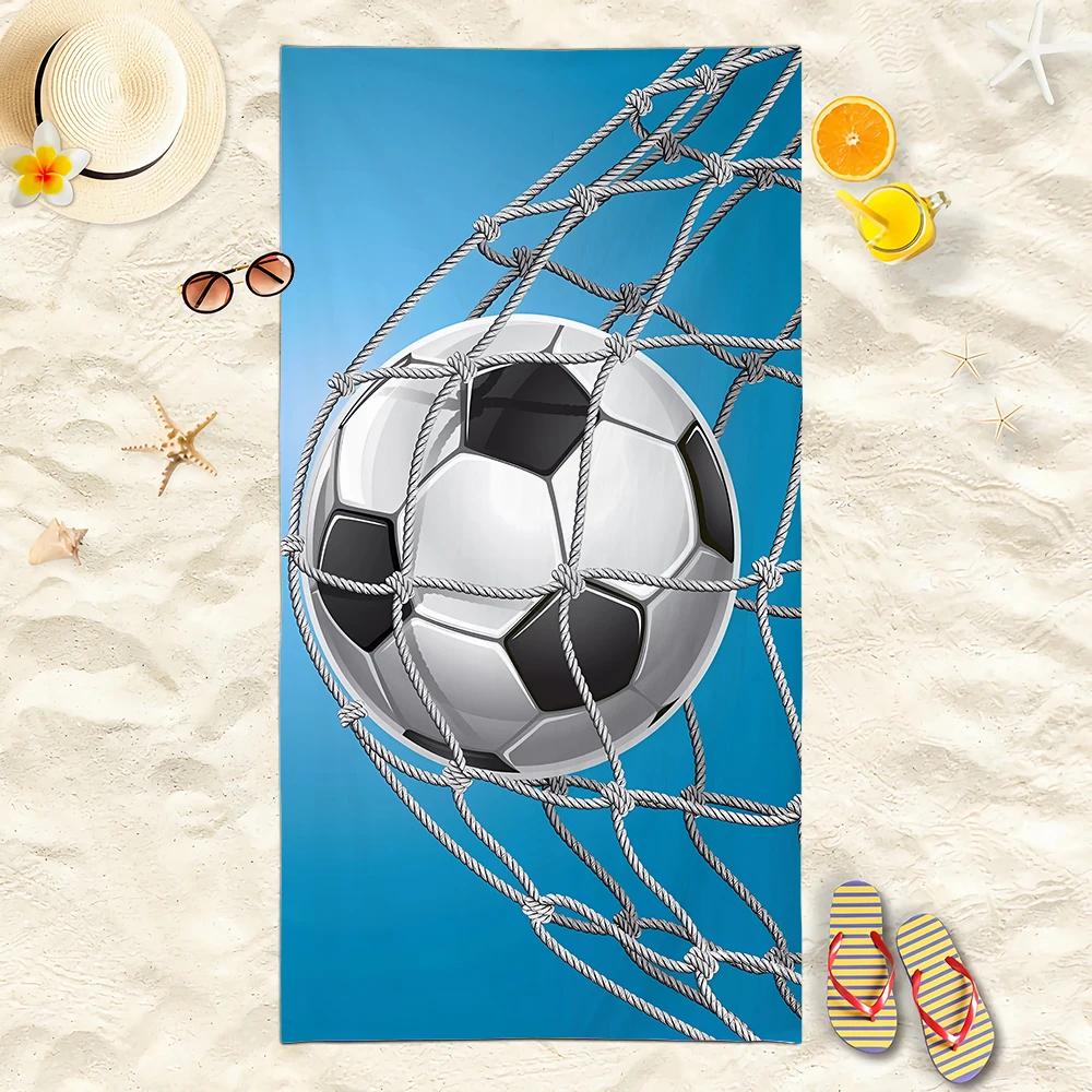Nouvelle Serviette de Plage Football Thème Football Microfibre Serviette de Bain pour Adultes Bord de Mer Serviette à Séchage Rapide
