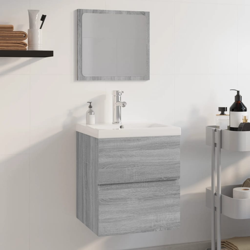 Bathroom Furniture Set Gray Sonoma Particleboard