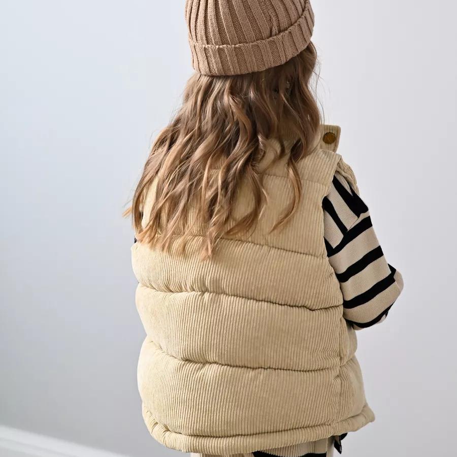 Thickened Corduroy Children's Vest Warm Casual Solid Color Jacket Boys Girls Autumn Spring Fashion Collar Waistcoat 1-10T