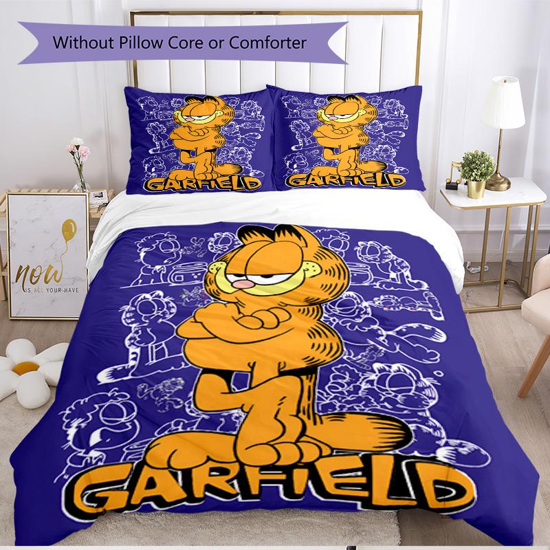 3pcs Duvet Cover Set (1*Duvet Cover + 2*Pillowcase, Without Core), Garfield Print Soft All‑Season Bedding Set, Home Bedroom Decor Gift