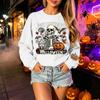 Unisex Halloween Print Lightweight Long Sleeve Neck Pullover Sweatshirt for Men and Women