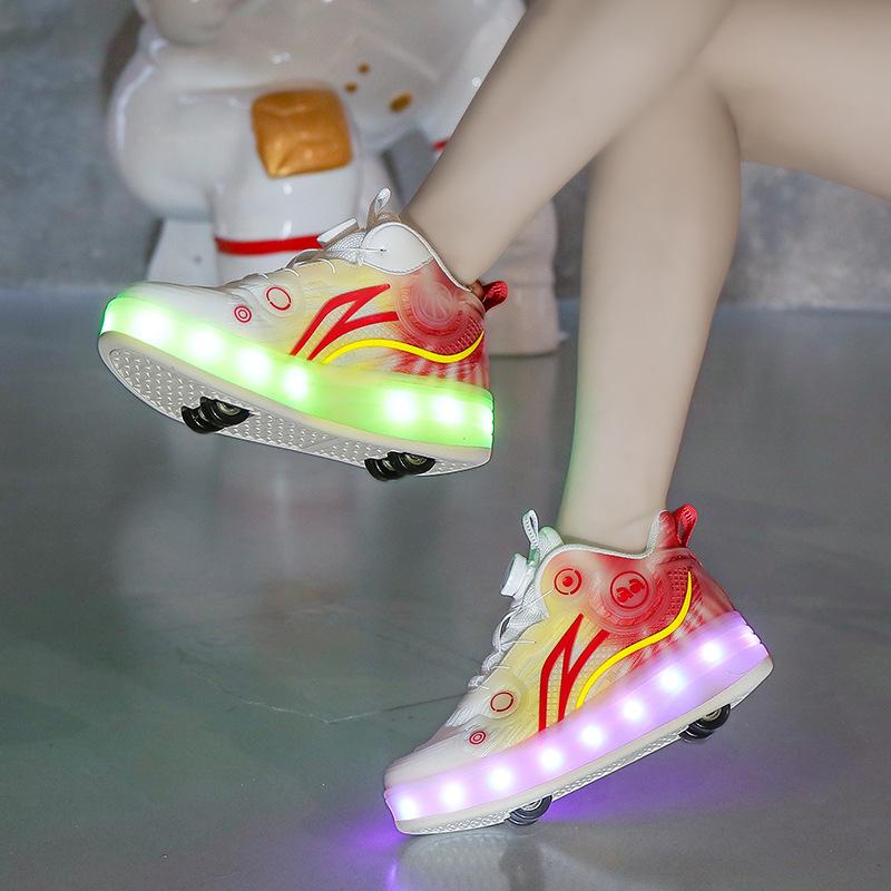 Inline Skate Shoes Children's Deformation Shoes 2 Wheel Roller Skates Dual-use Roller Skates for Boys and Girls LED Sneaker