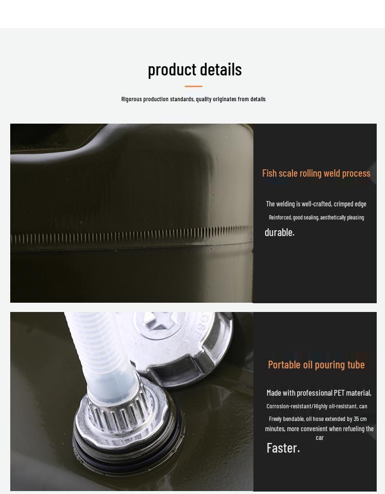 Gasoline/Diesel Fuel Can: 10L & 20L Spare Tank, Thickened Sheet Metal