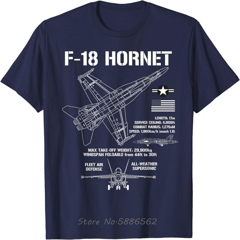 Истребитель F-18 Hornet Характеристики Военный Самолет F18 Футболка Оверсайз Унисекс Футболка Хлопок Фитнес Футболки Топы Мужская Одежда S
