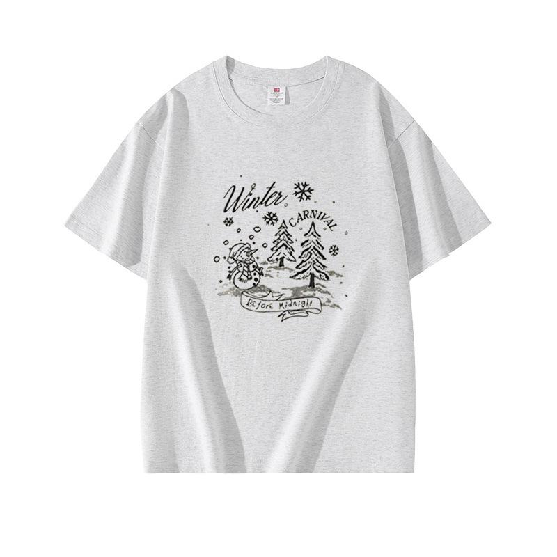 Summer new navy blue round neck cotton short-sleeved T-shirt women s niche design sense casual loose versatile top women S