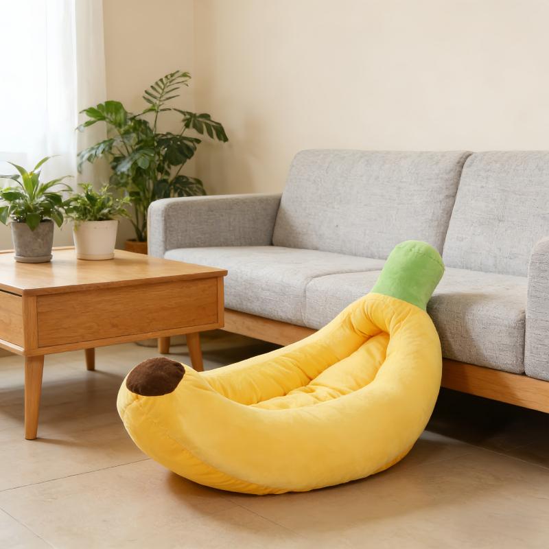 Banana Pet House Dog Cat Nest Warm Plush Toys Soft Plush Stuffed Cushion Creative Banana Home Living Room Decoration