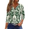 Ladies Casual Fashion V-neck Loose Versatile Floral Print Three-quarter Sleeves