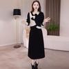 Robe Patchwork en Velours Flocon de Neige Élégante: Style Formel Anti-Âge Automne/Hiver 2025