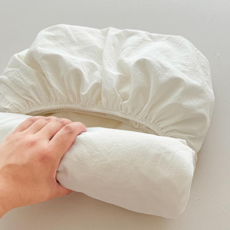 Pure Cotton Yarn-Dyed Washed Fitted Sheet: Non-Slip, Dustproof, Skin-Friendly Mattress Protector 3-Piece Set.