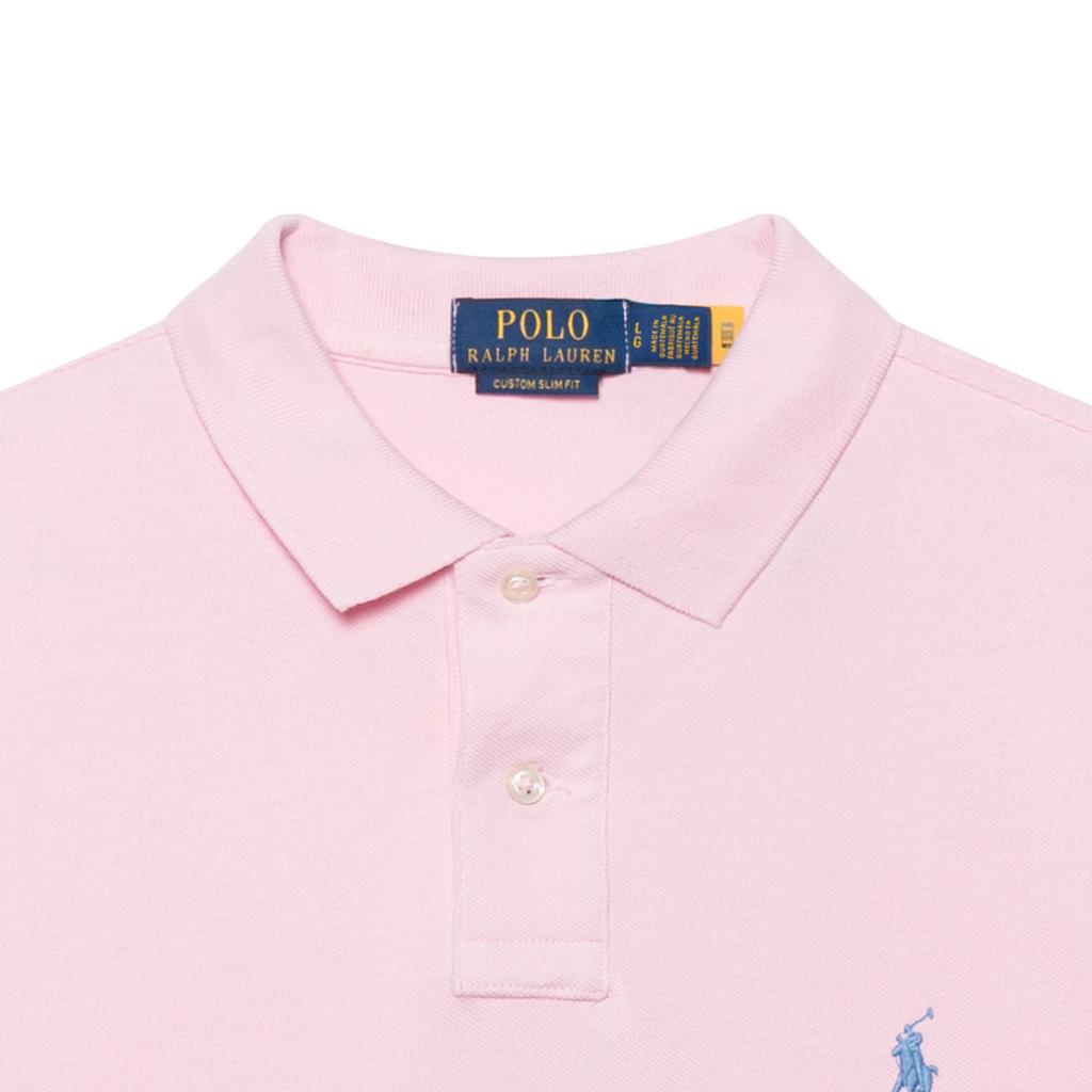Polo Ralph Lauren SS22 Polo Solid Slim Fit Mesh Brodat Bărbați Polo Shirts Roz MNPOKNI1N821577-650