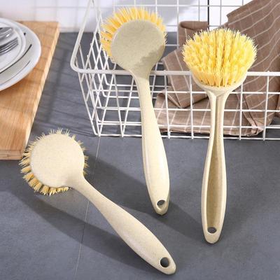Multi-Functional Soft Bristle Wooden Handle Pot Brush - Durable, Long-Handled Kitchen Cleaning Tool