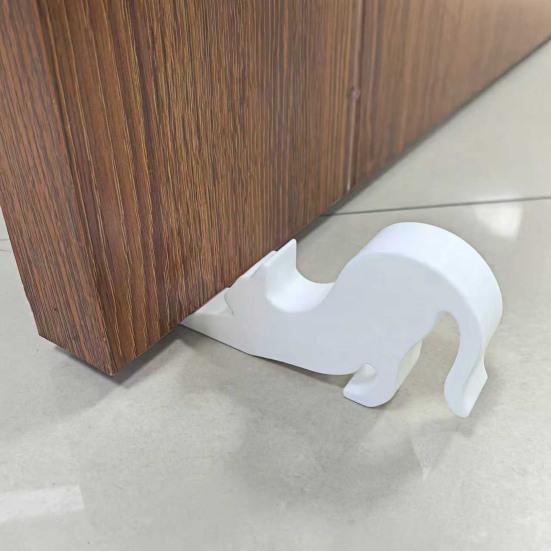 Natahovací zarážka dveří kočka Klín Protiskluzový Větruodolný Bez vrtání Proti kolizi Koberec Dlaždice Beton Dřevěná podlaha Černá Bílá Koťátko Dekorativní
