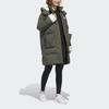 adidas Originals Long Sherpa Mid-Length Sports Down Jacket With Hood Winter Women Jackets Dark-Green GL6409