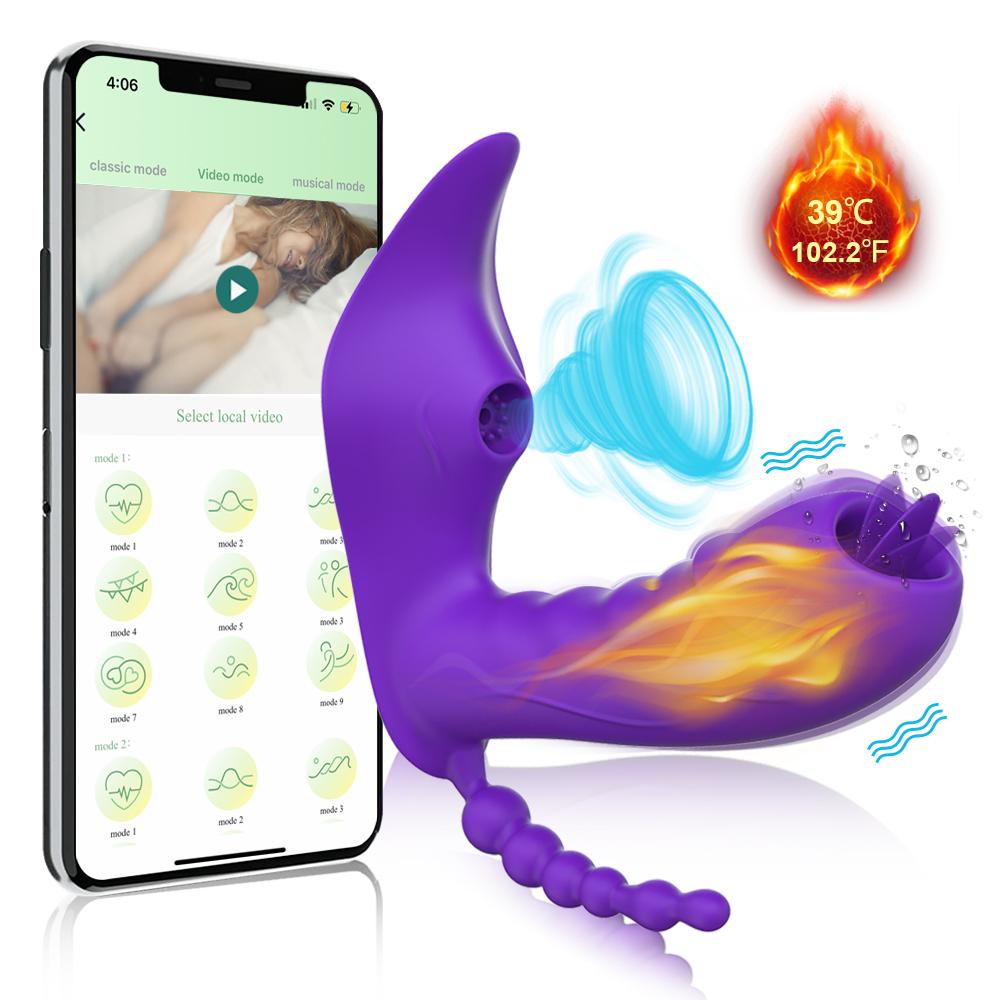 Female Vibrator APP Dámské nositelné sexuální hračky Vibrátor Sání Clit Kouření Stimulace Hračky pro dospělé Dildo Clit Stimulátor
