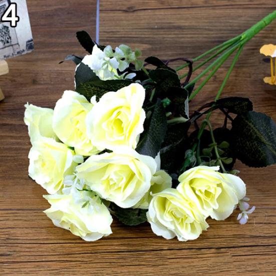 1Kytice/12Hlav Romantické Umělé Květiny Růže Výzdoba pokoje Svatební Party