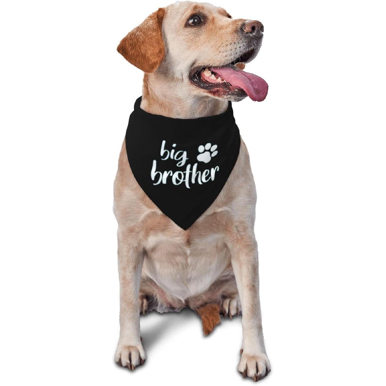 Big Brother Gender Reveal Baby Announcement Dog Bandana Matching Family Triangle Dog Bandana for Dogs (Black) чёрный