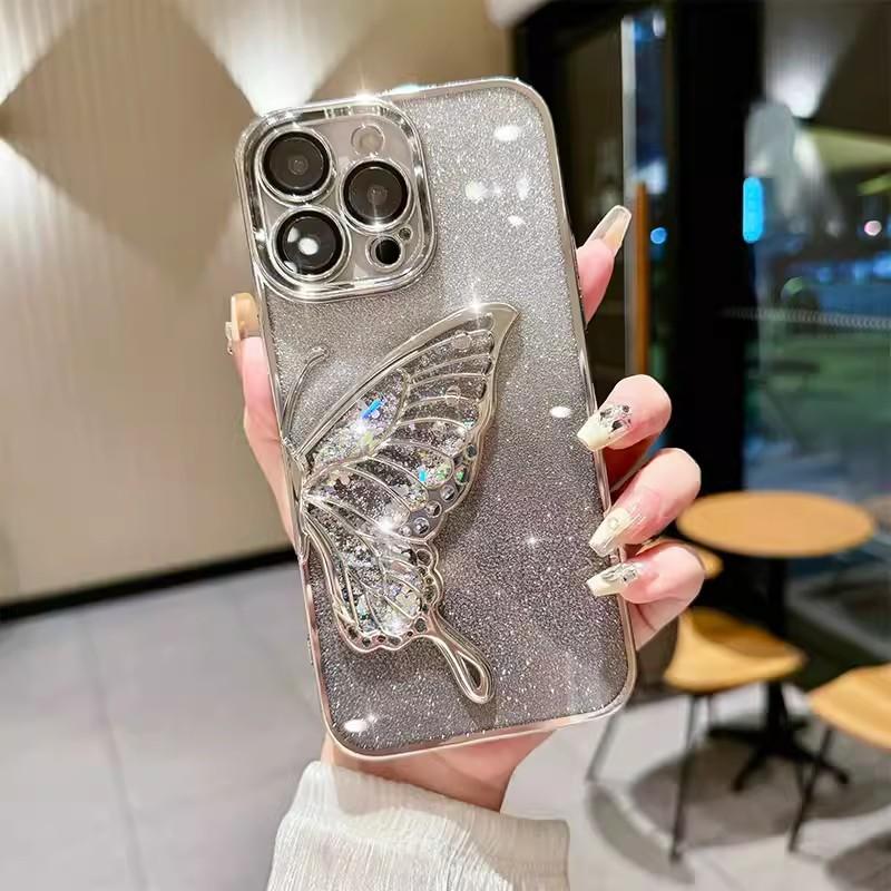 Quicksand Butterfly Applicable To Apple 16pro Gradient Glitter Powder Mobile Case 15 Color Plated IPhone 14 Full Pack Protection Case
