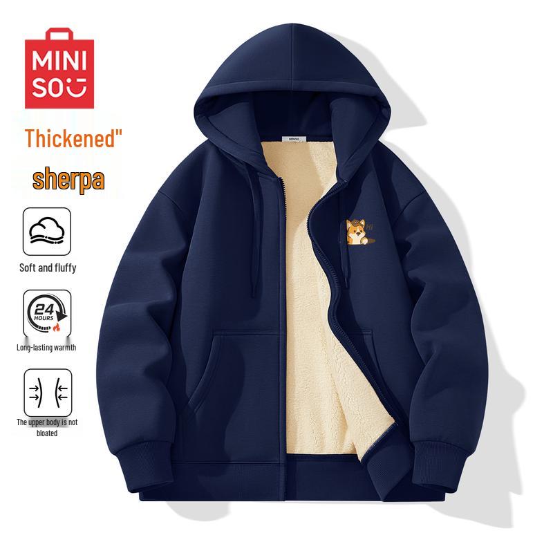 MINISO Men's Heavyweight Plush Lined Hooded Sweatshirt