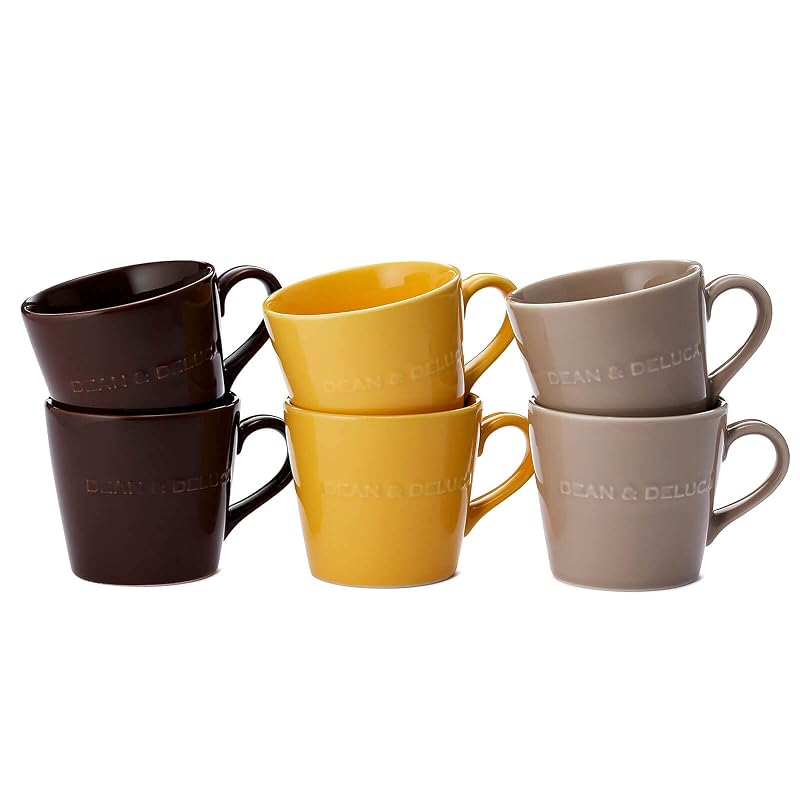 DEAN & DELUCA Morning Mug, Almond Beige. Microwave and Dishwasher Safe. Suitable for Coffee and Tea. 9.5 X 13 X 8.5 Cm.