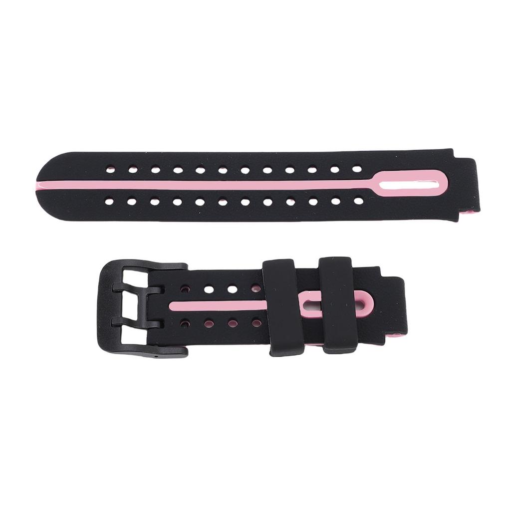 15mm Kids Smart Watch Strap Water Proof Silicone Watch Band with Stainless Steel Buckle for Sports Pink