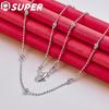 925 Sterlingsølv 16/18/20/22/24 tommer 4 mm Full Smooth Beads Kjede Halskjede smykker