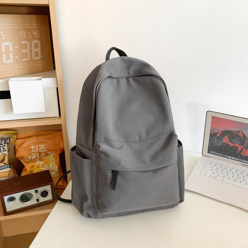 

Простой однотонный рюкзак Большой вместимости универсальный портативный студенческий школьный рюкзак для старшеклассников мужчин и женщин для выхода в свет, путешествий серый