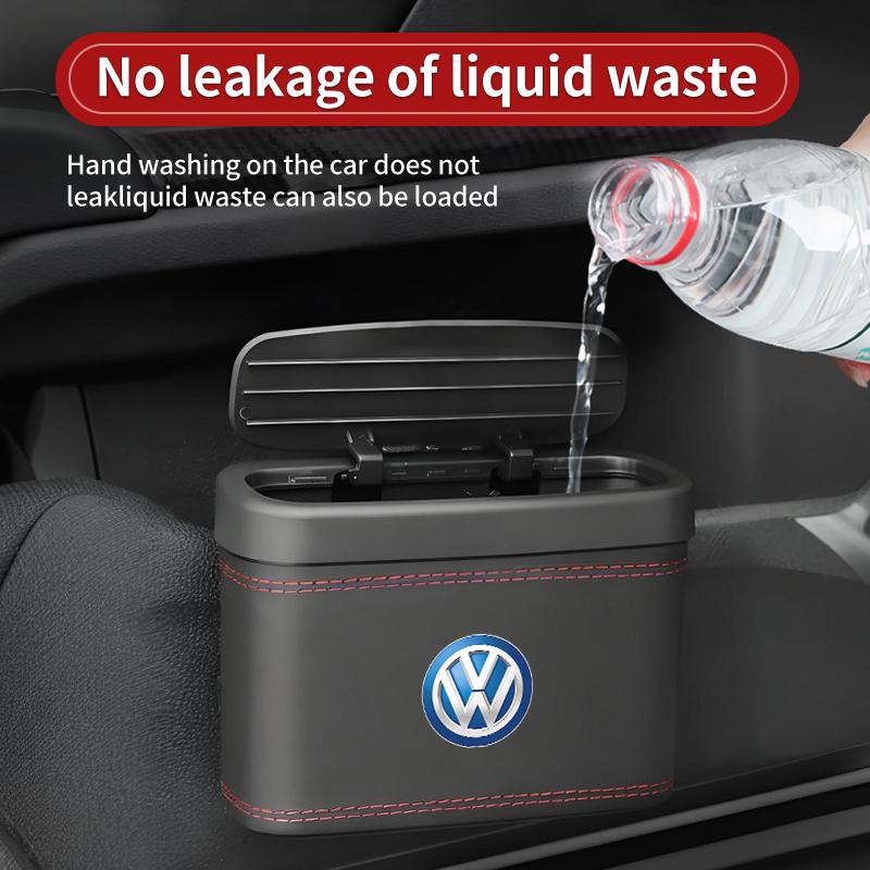CUP1 Car Push-Button Style Square Leather Multi Functional Organizer Box Trash Can For Volkswagen VW Scirocco Jetta Beetle GTI Passat