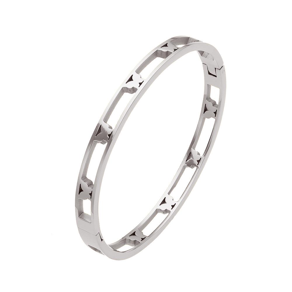 18K Gold Plated European Stainless Steel Hollow Butterfly Bangle