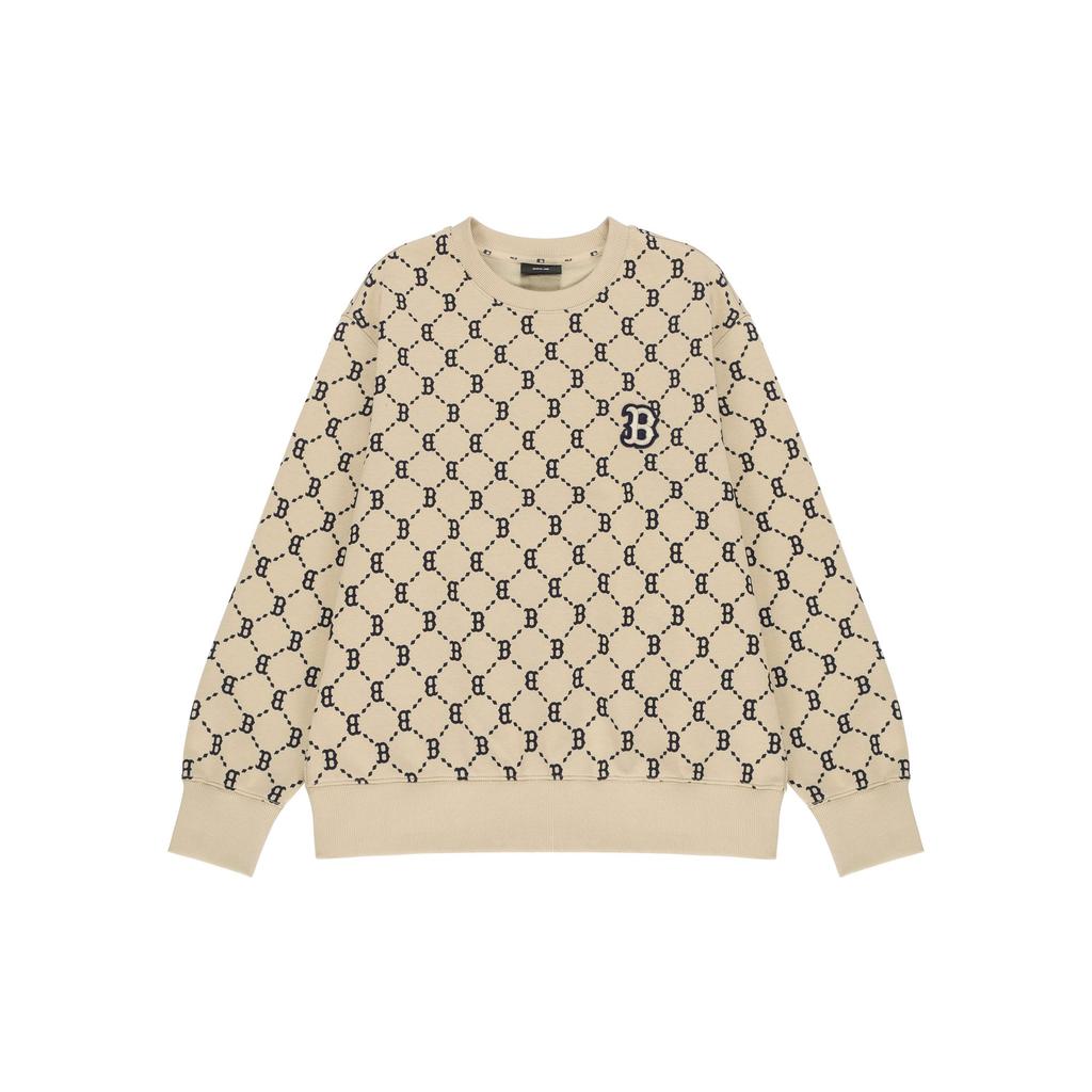 MLB Base Logo Sweatshirts Unisex Beige Crew Neck Moderate Other 3AMTM0421-43BGS