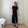 2025 Sommer Europäisches und Amerikanisches Damen Strick Kurzarm Umlegekragen Schlankmachendes Kleid