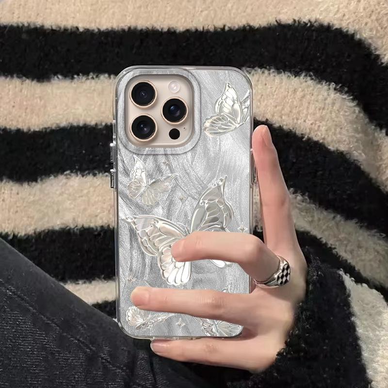 Luxury Butterfly Girls Women Phone Case For Apple iphone 16pro 15 16 15plus 14 13 Pro Max 16e 12 11 7 8 Plus XR SE Fundas Cover