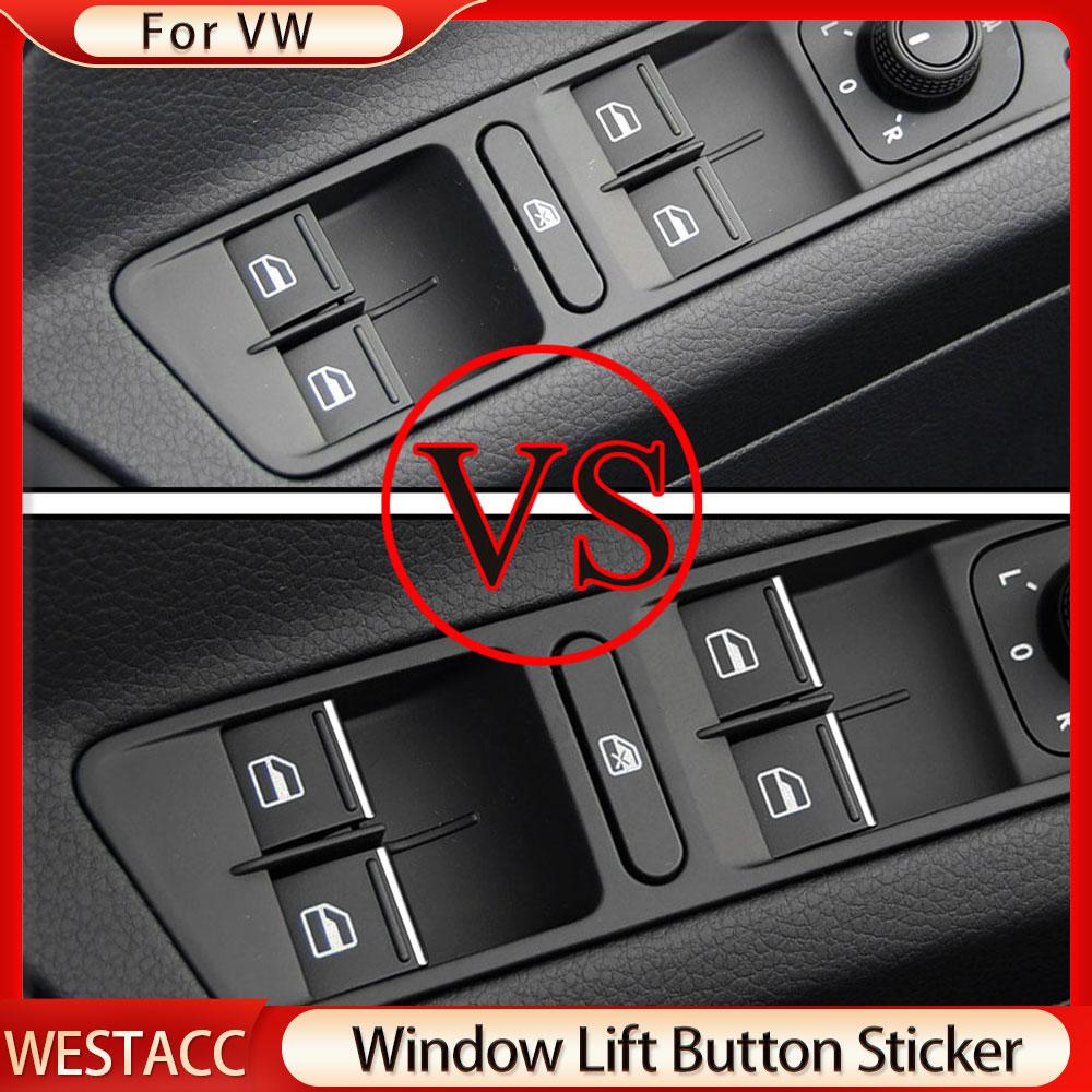 7Pcs/set Car Window Lift Button Sticker Sequin Trim for Volkswagen VW Tiguan 2018- Golf 7 MK7 7.5 2013 -