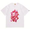 Mens Streetwear Oversized Cotton Tee With Camo Shark Ape Graphic Print Casual T-Shirt