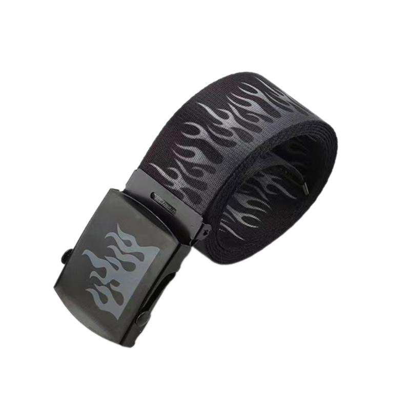 Модные подростковые регулируемые ремни с пряжкой и рисунком пламени, поясные ремни для брюк серый