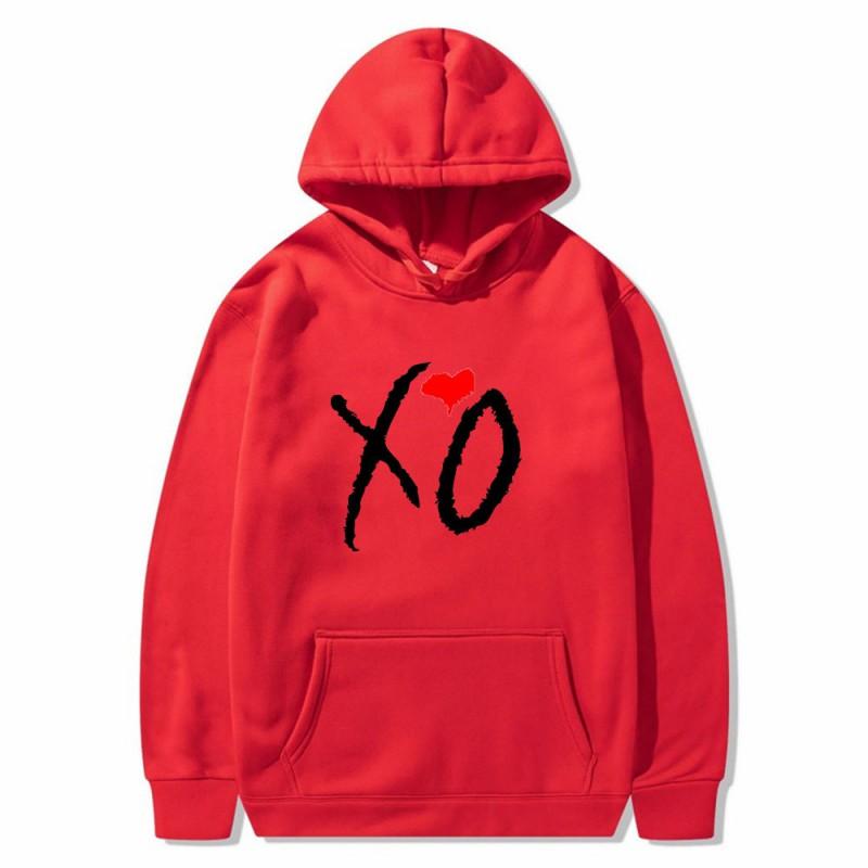 Mens Oversized Hooded Sweatshirt With XO Letter Print Loose Fit Streetwear Casual Top