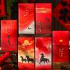 6pcs 2026 Horse Year Chinese New Year Red Envelope Cartoon Traditional Red Pocket Hongbao Thickened Money Bag