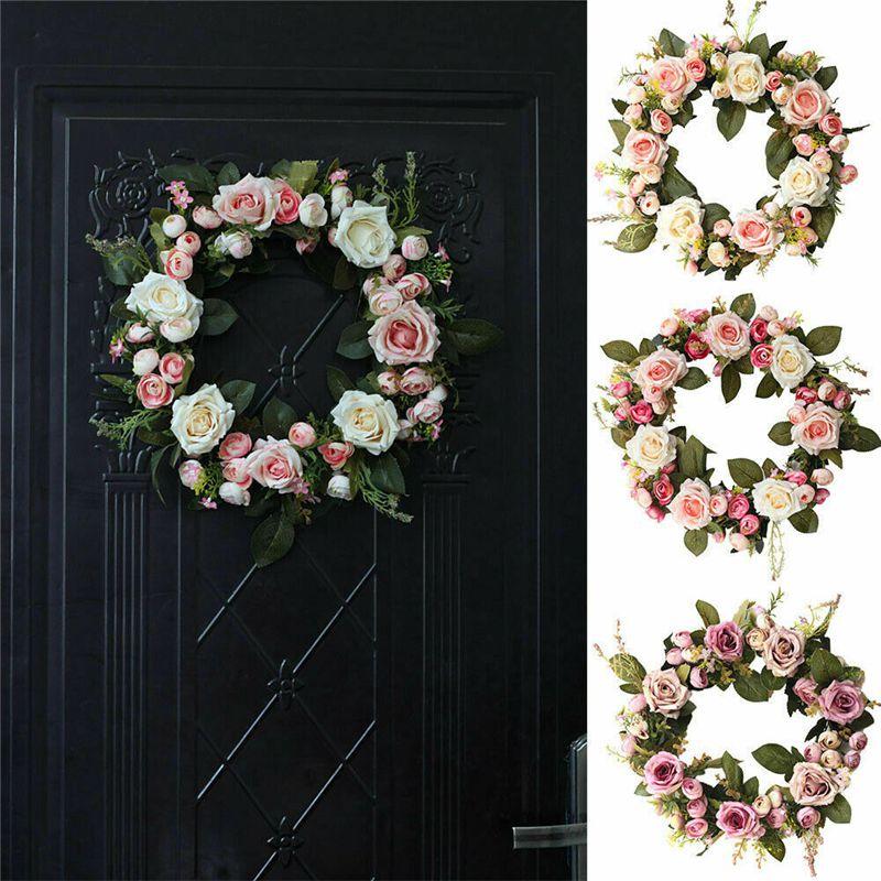 Elegant Peony Rose Flower Wreath For Stylish Wedding And Home Door Decor